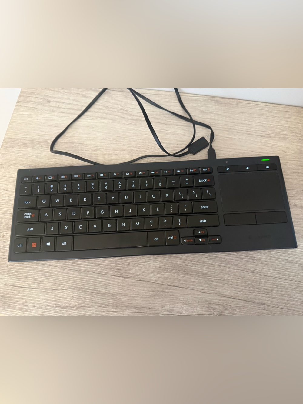 Logitech Black Wired Keyboard with Integrated Touchpad